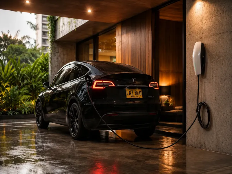 Instalación de cargador Nivel 2 para vehículo eléctrico en garaje residencial en Medellín